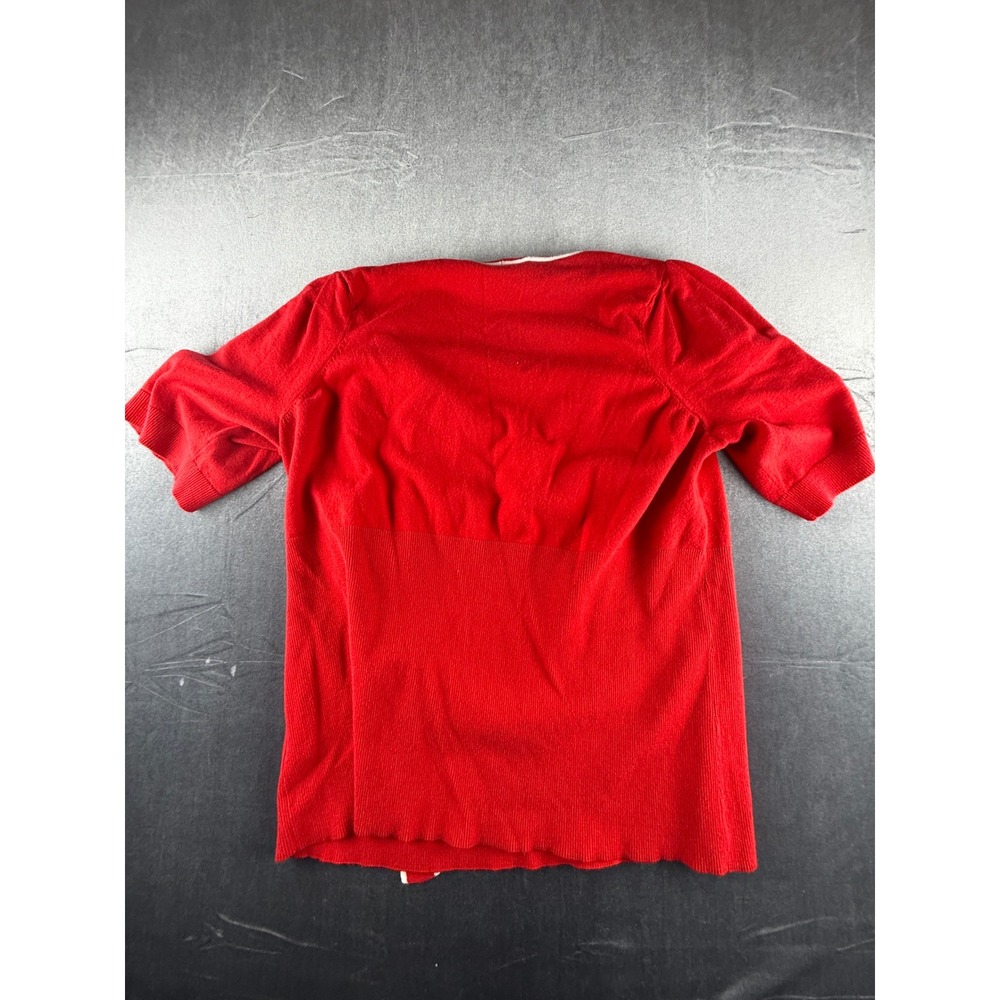 ModCloth Red White Trim Tie Neck Short Sleeve Knit Top Plus Size 3X MRS0552 - Picture 2 of 9
